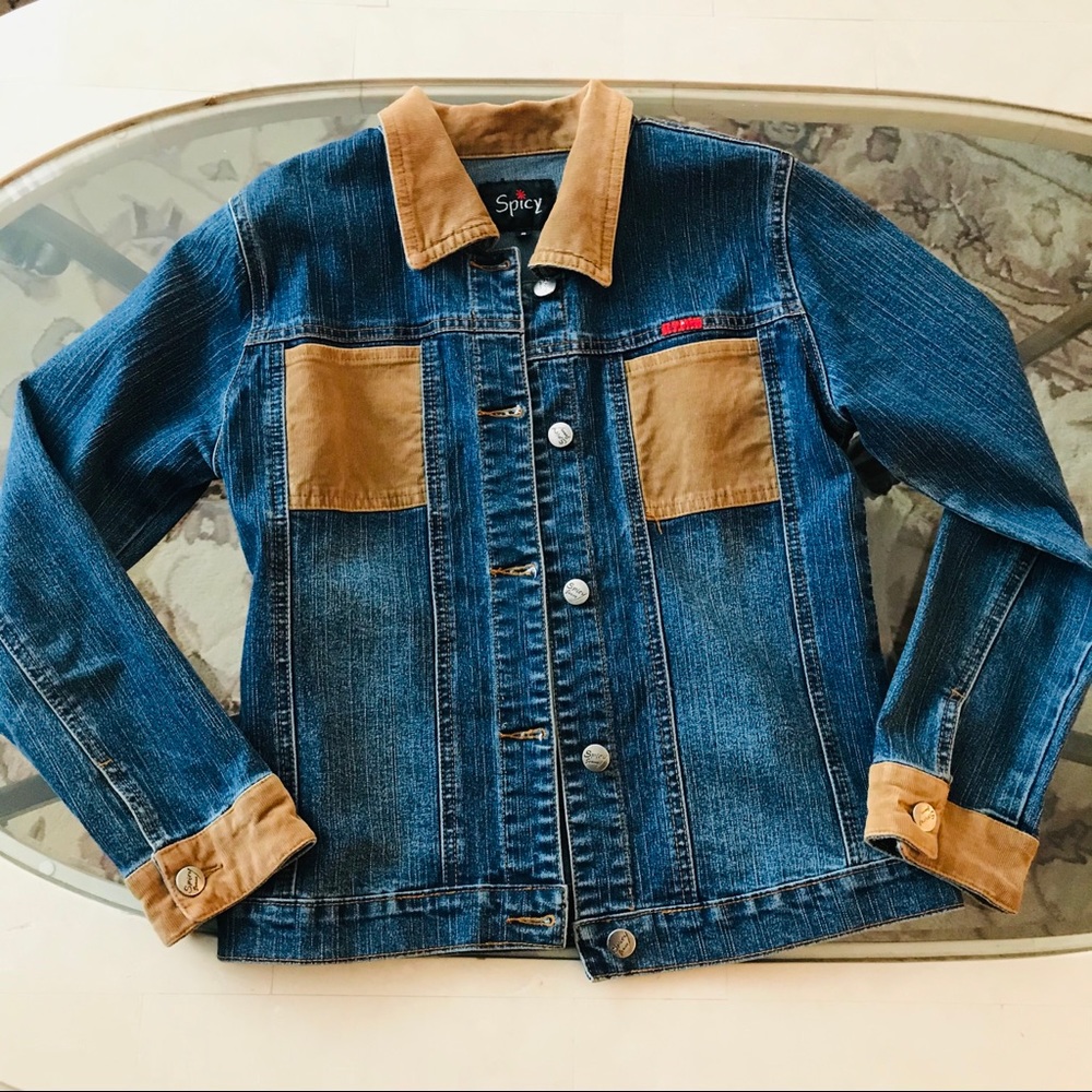 NEW Jean Jacket with Tan Curduroy Pockets